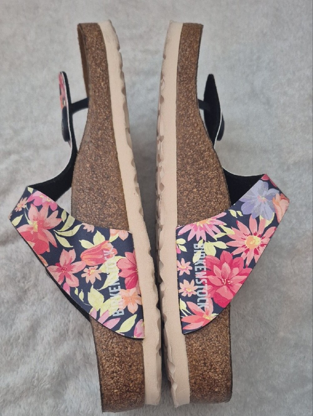 Birkenstock Floral Gizeh Thong Sandals - Navy with Pink & Purple Flowers - Picture 3 of 5
